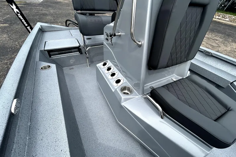 Slide: The Image of 2026 Xpress H20B Bay boat interior with sleek seating and modern design features. - 30