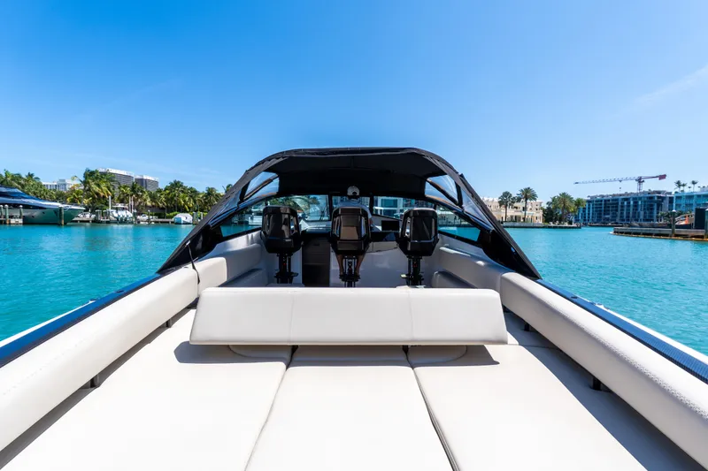 Slide: The Image of Luxury Wajer 38 yacht interior, 2022 model, cruising on clear blue waters. - 5