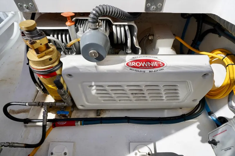 Slide: The Image of Engine compartment of a 2017 Intrepid 475 Sport Yacht with Brownie's YachtDiver equipment. - 23