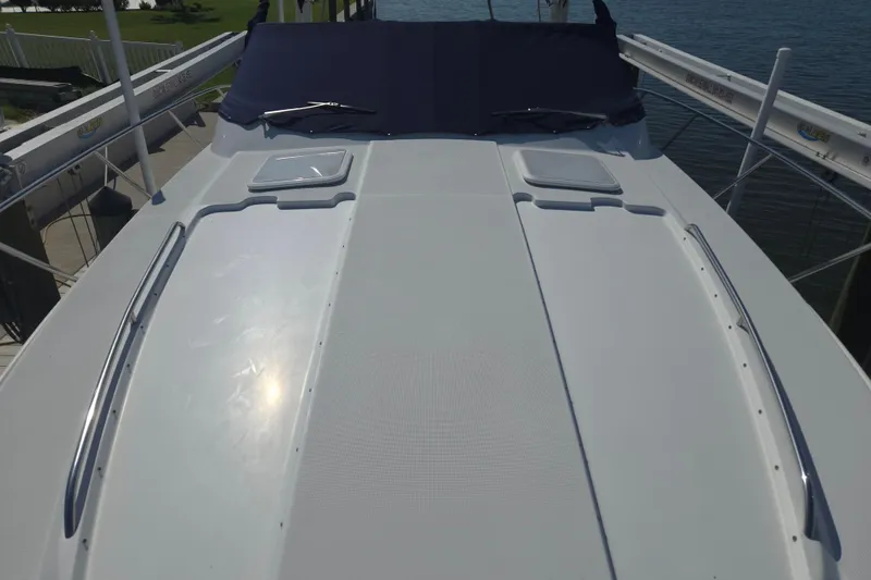 Slide: The Image of 2005 Formula 37 Performance Cruiser deck with sleek design and sunroof. - 5