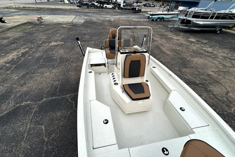Slide: The Image of 2026 Xpress H20B Bay boat with sleek seating and spacious deck design. - 27