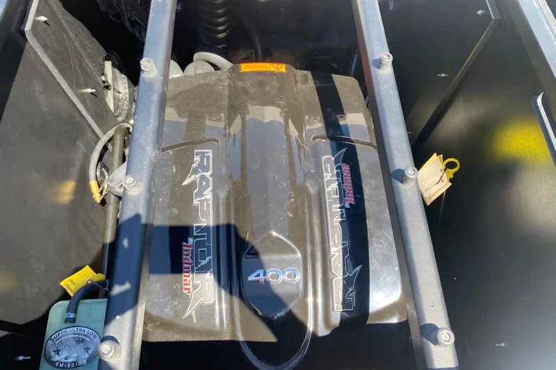 Slide: The Image of 2021 Tigé Z3 boat engine compartment featuring Indmar Raptor 400 engine. - 11