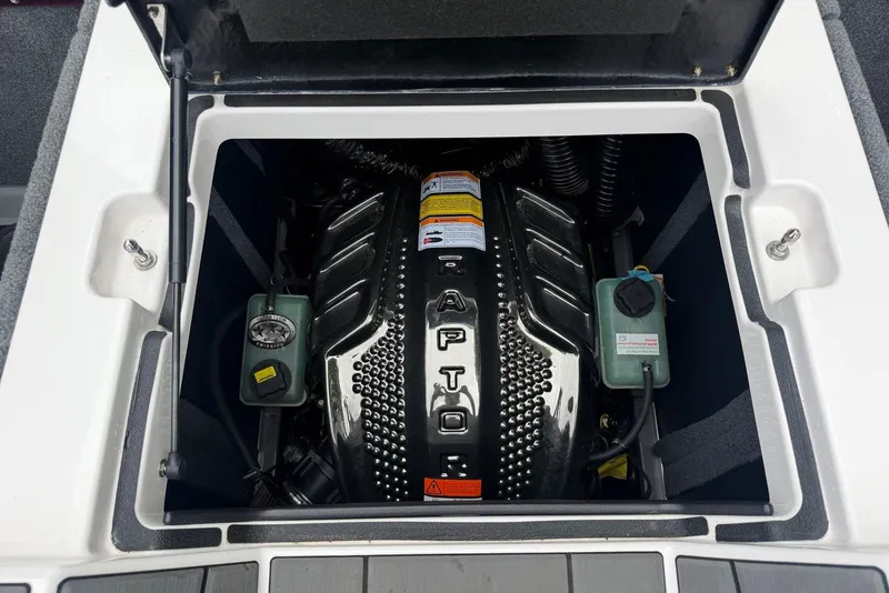 Slide: The Image of 2024 Supra SE 550 engine compartment showcasing Raptor engine details. - 17