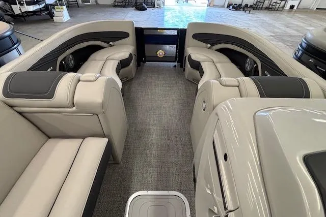 Slide: The Image of 2026 Barletta Corsa 23UC pontoon boat interior with luxurious seating and modern design. - 31