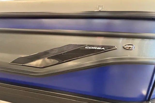 Slide: The Image of 2026 Barletta Corsa 23UC boat side panel with sleek design and logo detailing. - 6