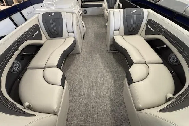 Slide: The Image of 2026 Barletta Corsa 23UC boat interior with luxurious seating and modern design. - 11