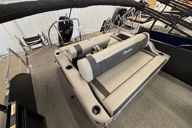 Slide: The Image of 2026 Barletta Corsa 23UC pontoon boat interior with plush seating and modern design. - 16