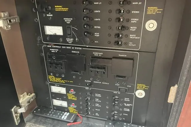 Slide: The Image of Electrical control panel on a 2004 Formula 370 Super Sport boat. - 23