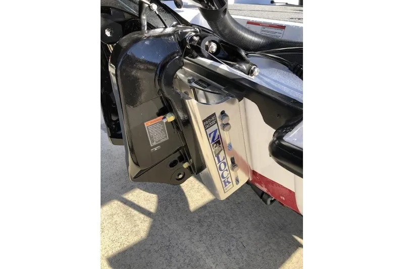 Slide: The Image of 2025 Falcon Boats 18 Freedom motor mount detail with Pro Hi Jacker plate. - 7