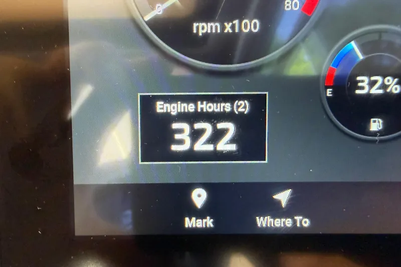 Slide: The Image of 2024 Hanover 387 dashboard showing 322 engine hours and fuel gauge at 32%. - 19