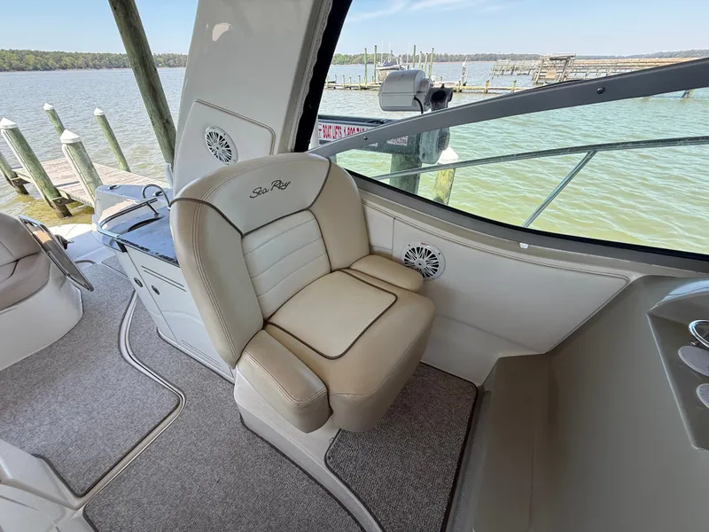 Slide: The Image of Interior of a 2012 Sea Ray Sundancer 350 yacht at the dock. - 14
