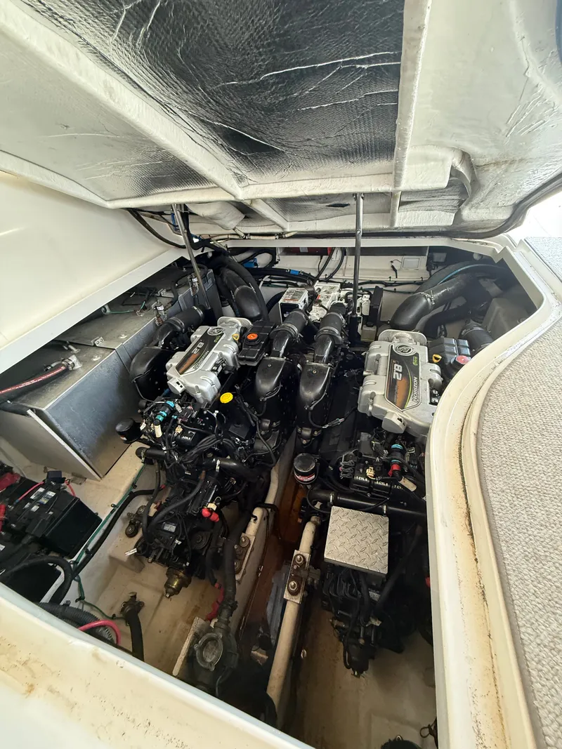 Slide: The Image of Engine compartment of a 2012 Sea Ray Sundancer 350 boat. - 29