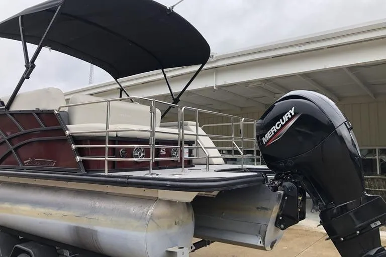 Slide: The Image of 2022 Sylvan Mirage X X3 CLZ pontoon boat with Mercury outboard motor. - 1