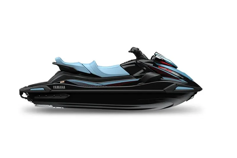 The Image of Manufacturer Provided Image: 2025 Yamaha WaveRunner VX Cruiser, sleek black design with blue accents, side view. - 0