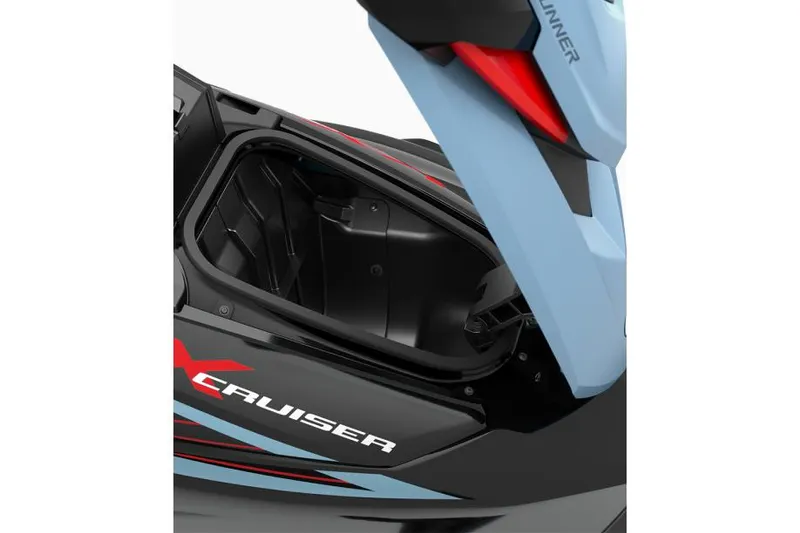 Slide: The Image of Manufacturer Provided Image: 2025 Yamaha WaveRunner VX Cruiser storage compartment open, showcasing interior space. - 7