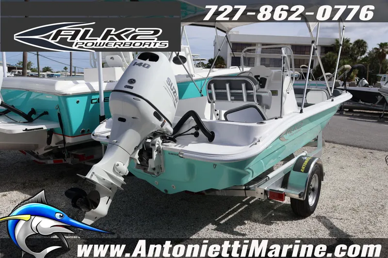 Slide: The Image of 2026 ALK2 Powerboats 22 CRS with Suzuki engine on trailer at Antonietti Marine. - 2