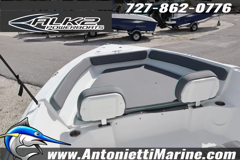 Slide: The Image of 2026 ALK2 Powerboats 22 CRS interior with seating, displayed at Antonietti Marine. - 9