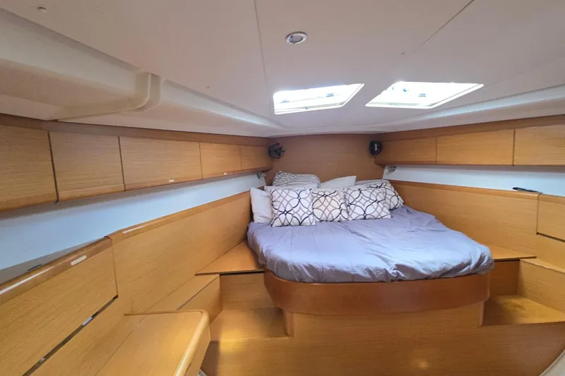 Slide: The Image of Interior cabin of 2011 Jeanneau Sun Odyssey 50 DS with cozy bed and skylights. - 60