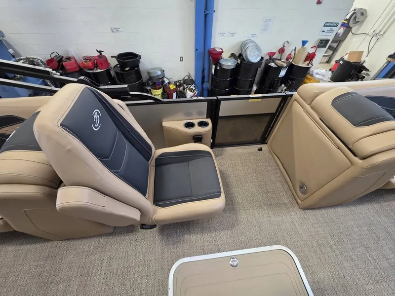 Slide: The Image of Interior of 2026 Barletta Cabrio 22QC with beige seating. - 9
