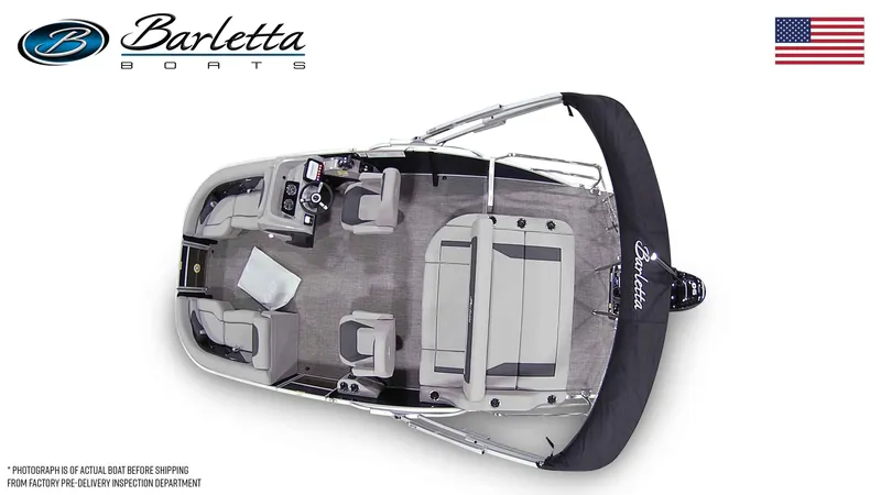 Slide: The Image of Aerial view of Barletta ARIA 20UC pontoon boat, 2026 model. - 25
