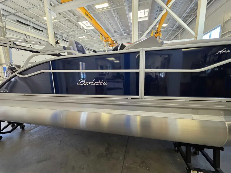 Slide: The Image of 2026 Barletta ARIA 20UC pontoon boat in a workshop. - 3