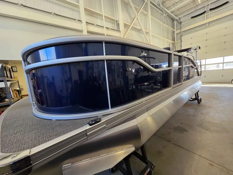 Slide: The Image of 2026 Barletta ARIA 20UC pontoon boat in a workshop. - 5