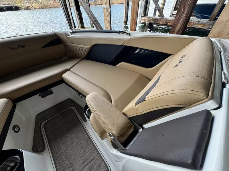 Slide: The Image of Interior of 2026 Sea Ray 280SLX with luxurious seating. - 12