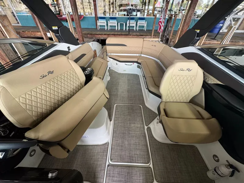 Slide: The Image of Interior of 2026 Sea Ray 280SLX with luxurious seating. - 15