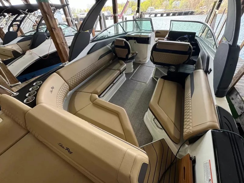 Slide: The Image of Interior of 2026 Sea Ray 280SLX with luxurious seating. - 6