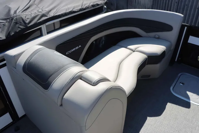 Slide: The Image of Interior of 2026 Barletta Corsa 23UC with luxurious seating. - 26