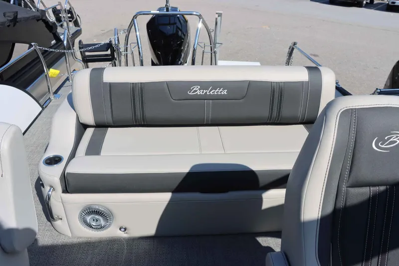 Slide: The Image of 2026 Barletta Corsa 23UC boat seat with gray upholstery. - 31