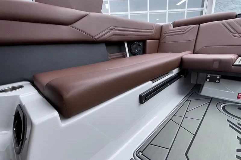 Slide: The Image of Luxurious brown seating in 2026 ATX Surf Boats 24 Type-S interior. - 17