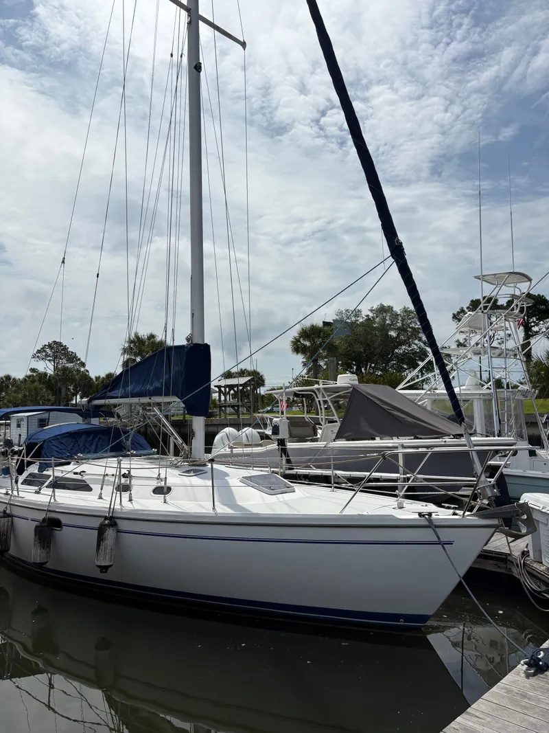 Slide: The Image of Catalina 36 MkII sailboat from 2000 docked in harbor. - 2