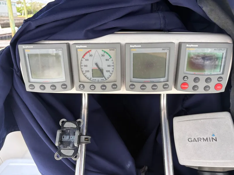 Slide: The Image of Raytheon instrument panel on Catalina 36 MkII sailboat, year 2000. - 8