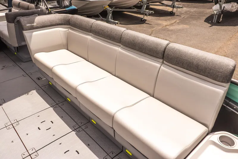 Slide: The Image of 2026 Sea-Doo Switch Cruise 21 interior seating, featuring plush, modern design and ample space. - 10