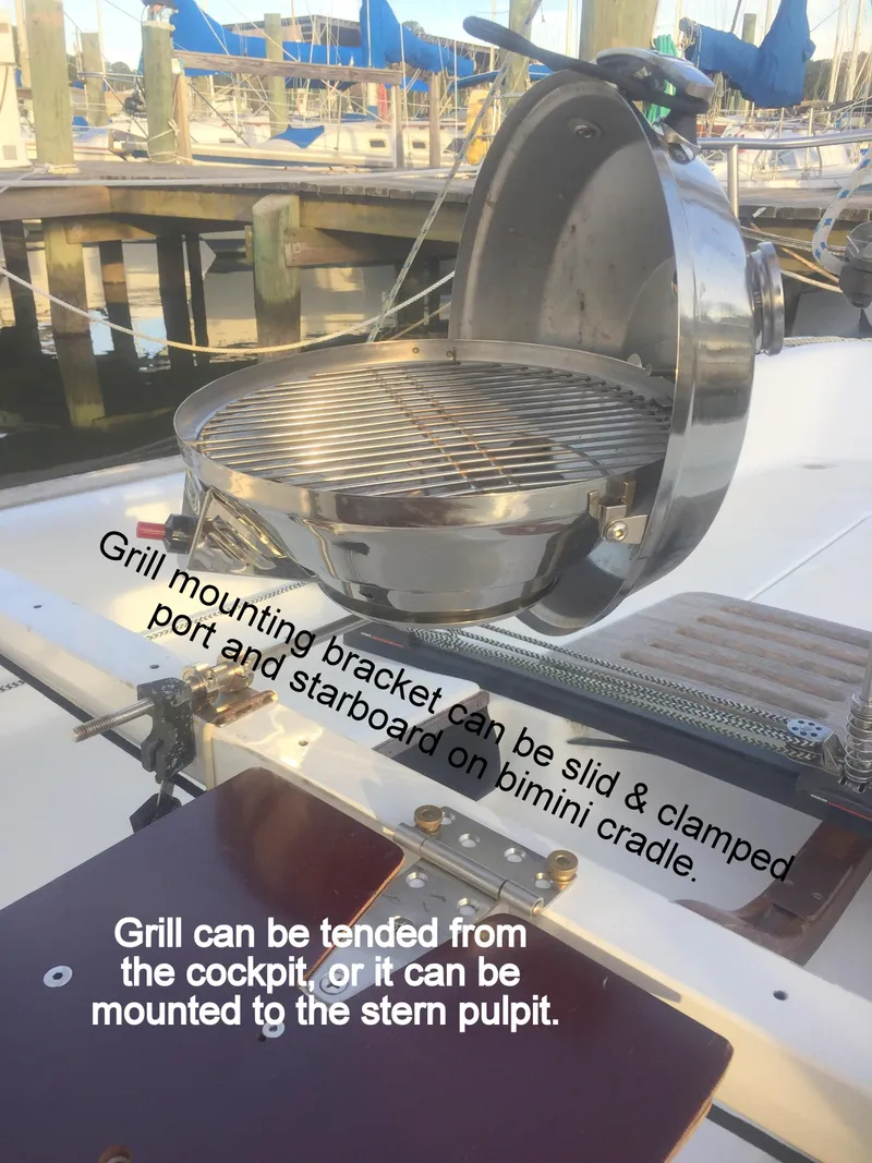 Slide: The Image of Grill on e33 sailing yacht, mounted on bimini cradle, 2008 model. - 25