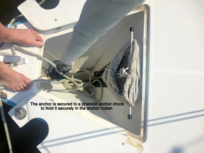 Slide: The Image of Anchor secured in locker of a 2008 e33 sailing yacht. - 27