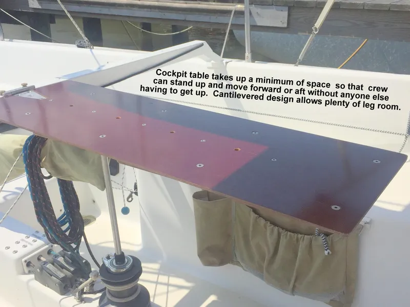 Slide: The Image of Cockpit table on e33 yacht, space-saving and cantilevered, 2008 model. - 28