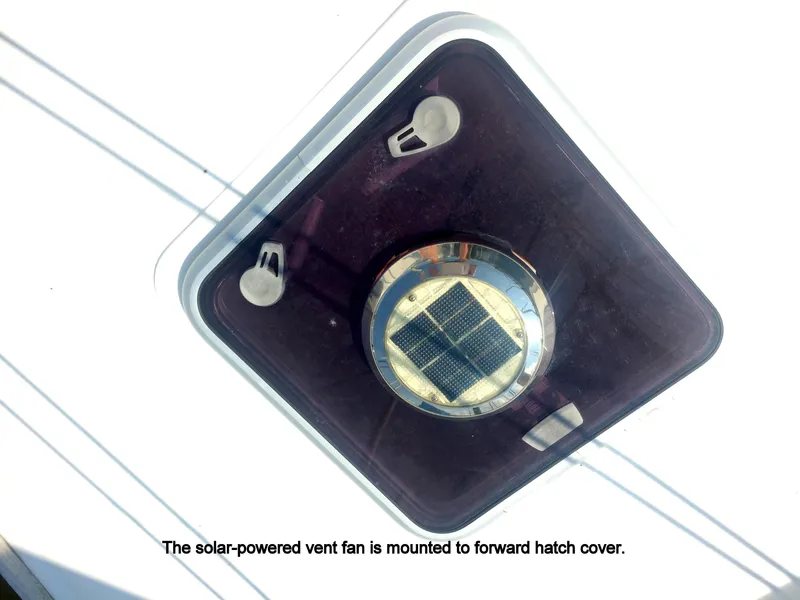 Slide: The Image of Solar-powered vent fan on e33 yacht hatch, 2008 model. - 36