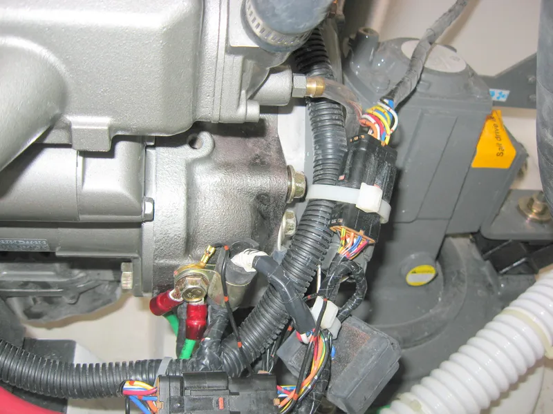 Slide: The Image of Close-up of e33 yacht engine wiring, 2008 model. - 39