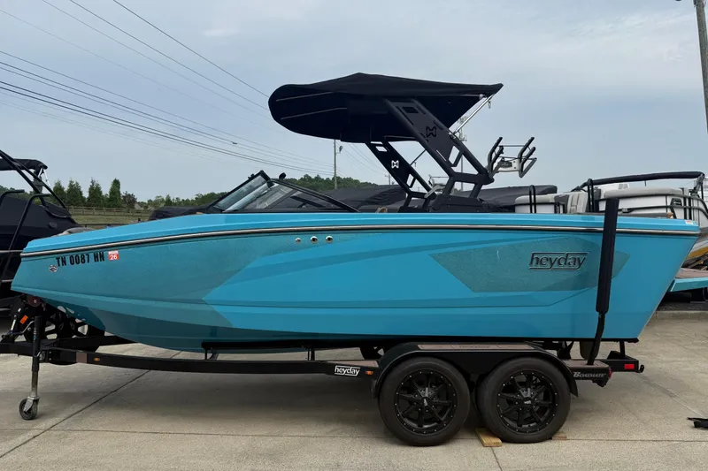 Slide: The Image of Blue 2022 Heyday WT-2DC boat on trailer. - 1