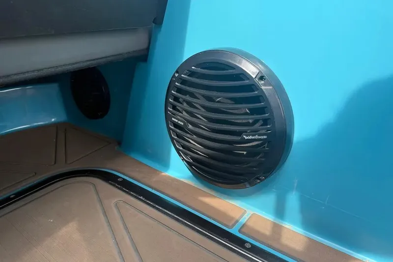 Slide: The Image of Speaker on blue Heyday WT-2DC boat interior, 2022 model. - 9