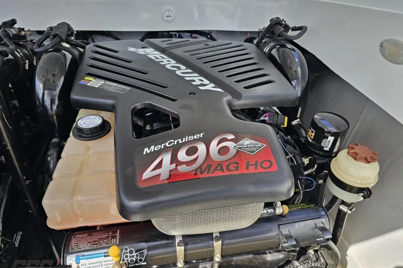 Slide: The Image of MerCruiser 496 MAG HO engine in a 2006 Baja 35 Outlaw boat. - 83