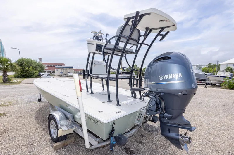Slide: The Image of 2012 Young GulfShore 20 boat with Yamaha outboard motor on a trailer. - 15