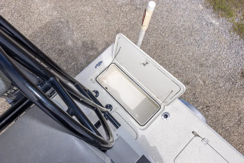 Slide: The Image of Overhead view of 2012 Young GulfShore 20 boat's open storage compartment. - 42