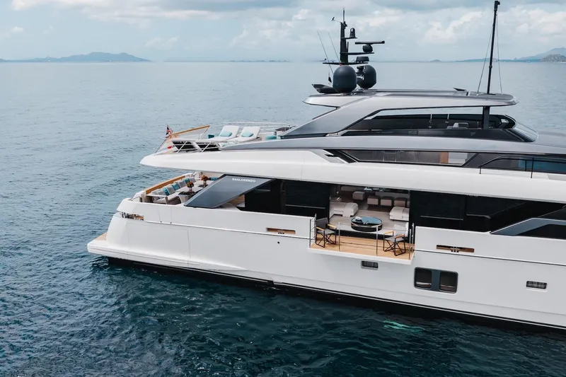 Slide: The Image of Luxurious 2020 Sanlorenzo SLA120A yacht cruising on calm ocean waters. - 9