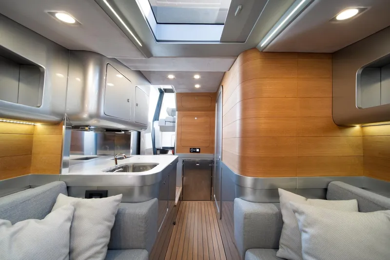 Slide: The Image of Luxurious interior of 2022 Novamarine BS 160 Outboard with modern design and wood accents. - 31