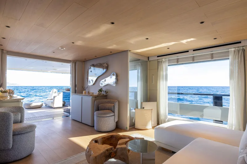 Slide: The Image of Luxurious interior of 2023 Cantiere Delle Marche RJ 115 yacht with ocean view. - 14