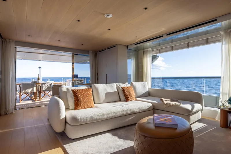 Slide: The Image of Luxurious interior of 2023 Cantiere Delle Marche RJ 115 yacht with ocean view. - 30