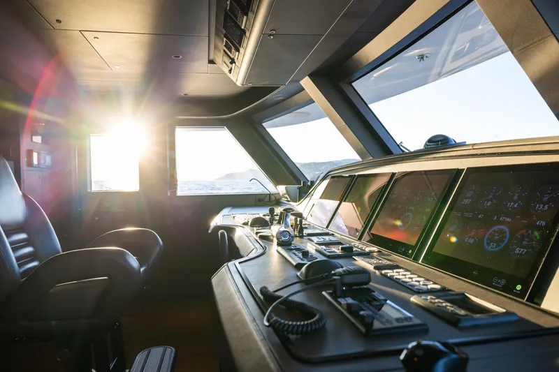 Slide: The Image of Bridge of 2023 Cantiere Delle Marche RJ 115 yacht with modern navigation equipment. - 32